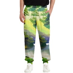 Landscape Illustration Nature Forest River Water Men s Elastic Waist Pants by Mog4mog4