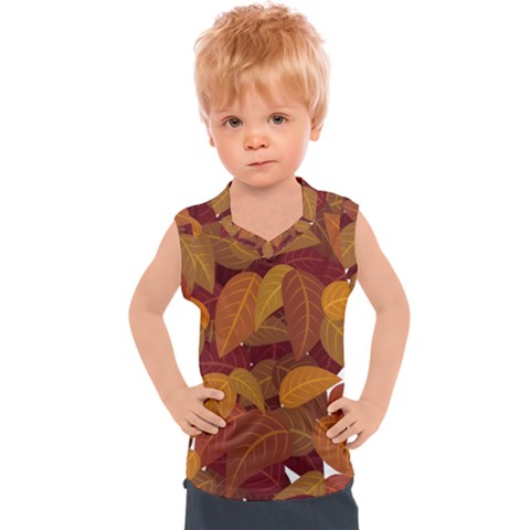 Watercolor Leaves Leaf Orange Kids  Sport Tank Top by Bakwanart