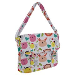 Cute Animals Cartoon Seamless Background Buckle Messenger Bag by Bakwanart