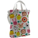 Cute Animals Cartoon Seamless Background Canvas Messenger Bag View2