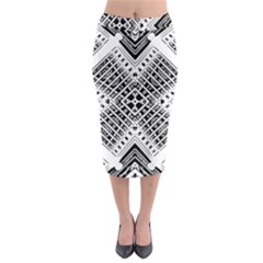 Black And White Modern Texture Seamless Print Fabric Pattern Midi Pencil Skirt by Bakwanart