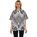 Black And White Modern Texture Seamless Print Fabric Pattern Women s Batwing Button Up Shirt View1