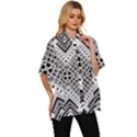 Black And White Modern Texture Seamless Print Fabric Pattern Women s Batwing Button Up Shirt View3