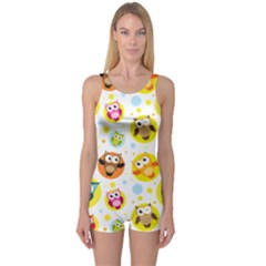 Owl Bird Cartoon One Piece Boyleg Swimsuit by Bakwanart