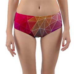 Multicolored Geometric Origami Idea Pattern Reversible Mid-waist Bikini Bottoms by Bakwanart