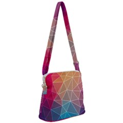 Multicolored Geometric Origami Idea Pattern Zipper Messenger Bag by Bakwanart