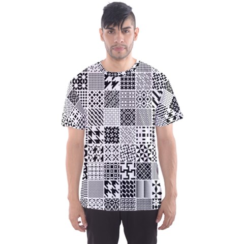 Black And White Geometric Patterns Men s Sport Mesh Tee by Bakwanart