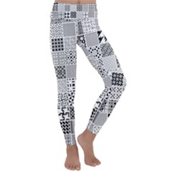 Black And White Geometric Patterns Kids  Lightweight Velour Classic Yoga Leggings by Bakwanart