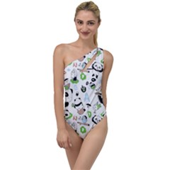 Giant Panda Bear Pattern To One Side Swimsuit by Bakwanart