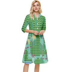 Green Retro Games Pattern Classy Knee Length Dress by Bakwanart