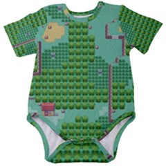 Green Retro Games Pattern Baby Short Sleeve Bodysuit by Bakwanart