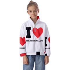 I Love Marshmallow  Kids  Half Zip Hoodie by ilovewhateva