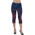 Abstract Colorful Circuit Lightweight Velour Capri Leggings  View1