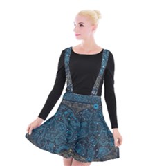 Position Of The Constellations Illustration Star Blue Suspender Skater Skirt by Bakwanart