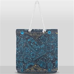 Position Of The Constellations Illustration Star Blue Full Print Rope Handle Tote (large) by Bakwanart