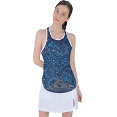 Position Of The Constellations Illustration Star Blue Racer Back Mesh Tank Top by Bakwanart