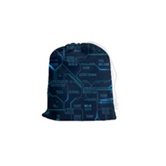 Technology Computer Circuit Boards Electricity Cpu Binary Drawstring Pouch (small) by Bakwanart