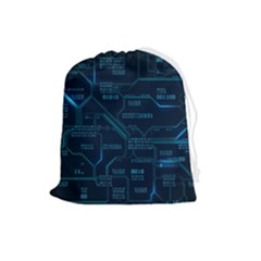 Technology Computer Circuit Boards Electricity Cpu Binary Drawstring Pouch (large) by Bakwanart