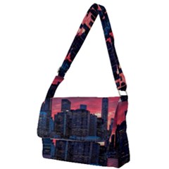 Skyline Sunset United States Reflection Usa,new York Manhattan Full Print Messenger Bag (s) by Bakwanart