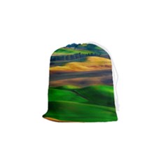 Grassland Nature Palouse Green Field Hill Sky Butte Drawstring Pouch (small) by Bakwanart