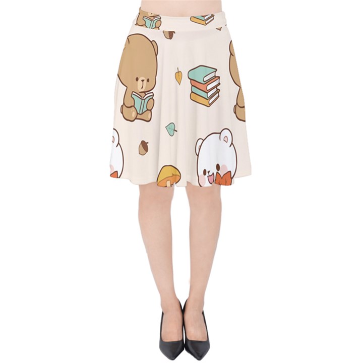 Bear Cartoon Background Pattern Seamless Animal Velvet High Waist Skirt