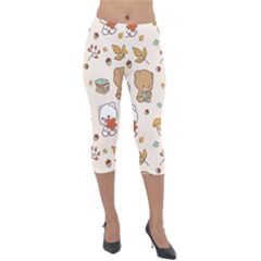 Bear Cartoon Background Pattern Seamless Animal Lightweight Velour Capri Leggings  by 99art