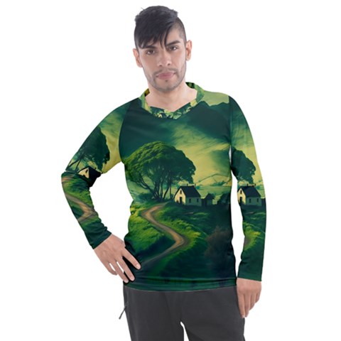 Landscape Scenery Nature Artwork Men s Pique Long Sleeve Tee by 99art