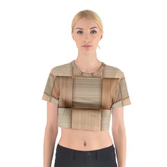 Wooden Wickerwork Texture Square Pattern Cotton Crop Top by 99art