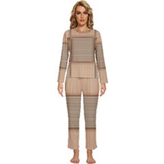 Wooden Wickerwork Texture Square Pattern Womens  Long Sleeve Lightweight Pajamas Set by 99art