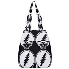 Black And White Deadhead Grateful Dead Steal Your Face Pattern Center Zip Backpack by 99art