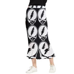 Black And White Deadhead Grateful Dead Steal Your Face Pattern Maxi Fishtail Chiffon Skirt by 99art