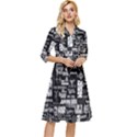 Music Pattern Black White Classy Knee Length Dress View1