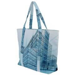 Architecture Blue Drawing Engineering City Modern Building Exterior Zip Up Canvas Bag by 99art