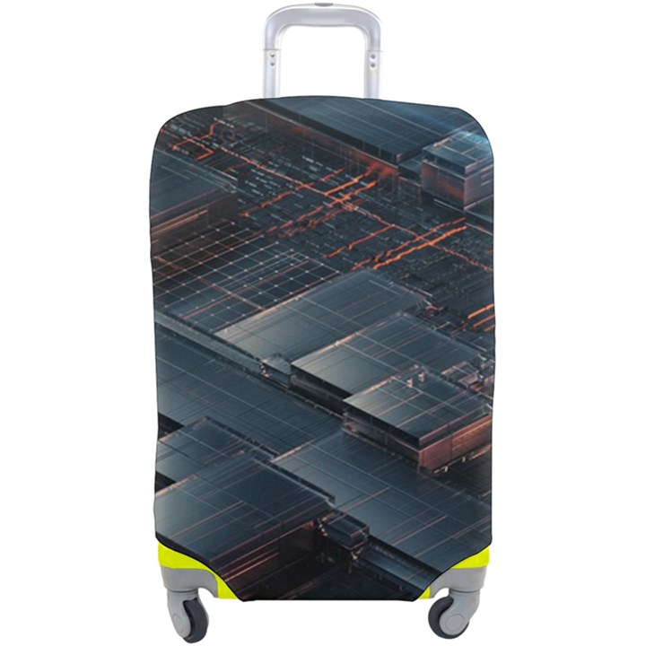 Architectural Design Abstract 3d Neon Glow Industry Luggage Cover (Large)