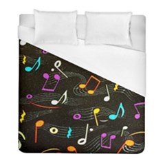 Assorted Color Musical Notes Wallpaper Fabric Duvet Cover (full/ Double Size) by 99art