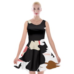 Bat Broom Broomstick Velvet Skater Dress by 99art