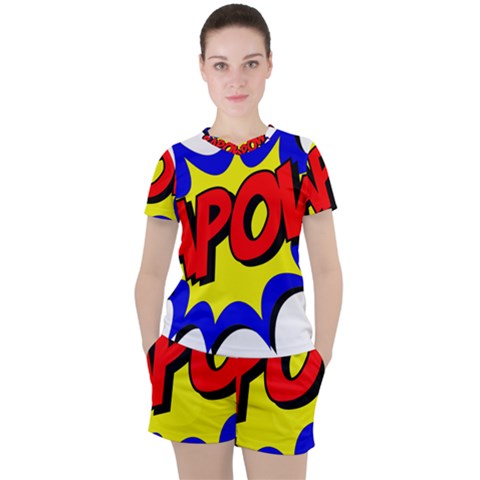 Kapow-comic-comic-book-fight Women s Tee And Shorts Set by 99art