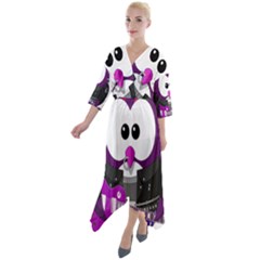 Bird-music-animation-animal Quarter Sleeve Wrap Front Maxi Dress by 99art