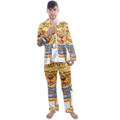 Animation-lion-animals-king-cool Men s Long Sleeve Satin Pajamas Set by 99art