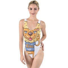 Animation-lion-animals-king-cool High Leg Strappy Swimsuit by 99art