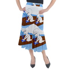 Spirit-boat-funny-comic-graphic Midi Mermaid Skirt by 99art