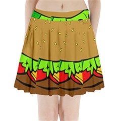 Hamburger-cheeseburger-fast-food Pleated Mini Skirt by 99art