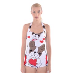 Animation-dog-cute-animate-comic Boyleg Halter Swimsuit  by 99art