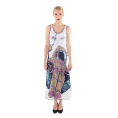 Drawing-astronaut Sleeveless Maxi Dress by 99art