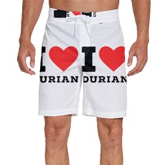 I Love Durian Men s Beach Shorts by ilovewhateva