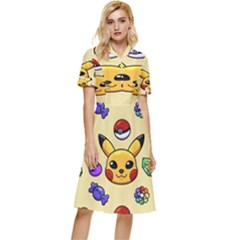 Pikachu Button Top Knee Length Dress by artworkshop