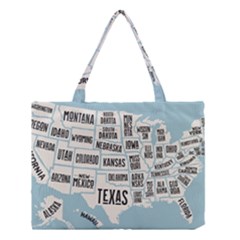 Black White Usa Map States Medium Tote Bag by B30l