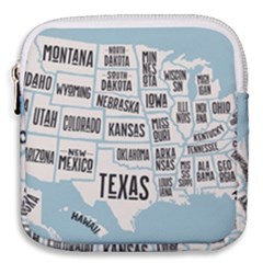 Black White Usa Map States Mini Square Pouch by B30l