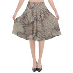 Old Vintage Classic Map Of Europe Flared Midi Skirt by B30l