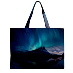 Aurora Borealis Mountain Reflection Zipper Mini Tote Bag by B30l